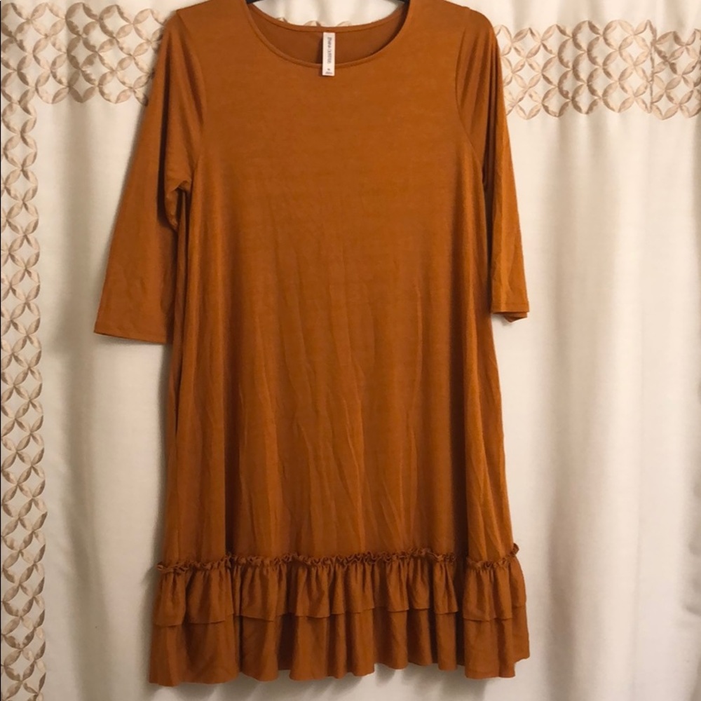 Zenana Outfitters Mustard Ruffle Dress XL